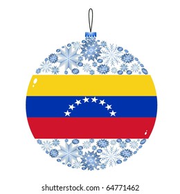Vector Christmas ball with the flag of Venezuela