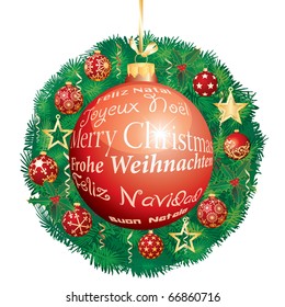 vector Christmas ball with garland