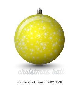 Vector Christmas ball with hand-drawn snowflake texture