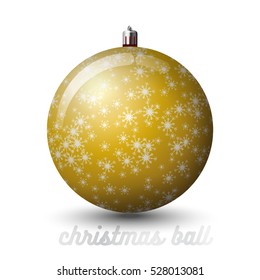 Vector Christmas ball with hand-drawn snowflake texture