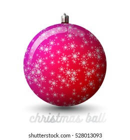 Vector Christmas ball with hand-drawn snowflake texture