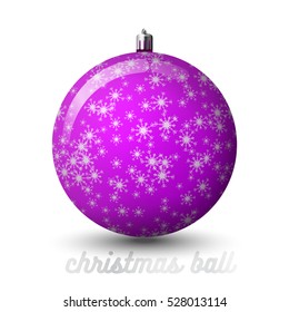 Vector Christmas ball with hand-drawn snowflake texture