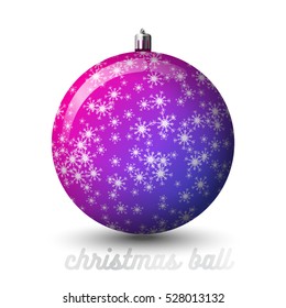 Vector Christmas ball with hand-drawn snowflake texture