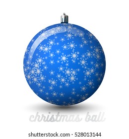 Vector Christmas ball with hand-drawn snowflake texture