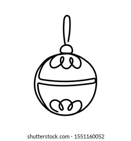 Vector Christmas ball line art drawing. Modern minimalist illustration