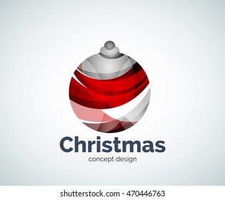 Plantilla de logotipo de bola navideña vectora, icono comercial abstracto
