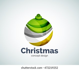 Vector Christmas ball logo template, abstract business icon