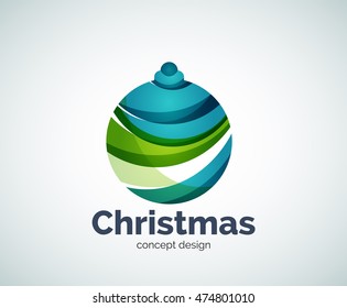 Vector Christmas ball logo template, abstract business icon