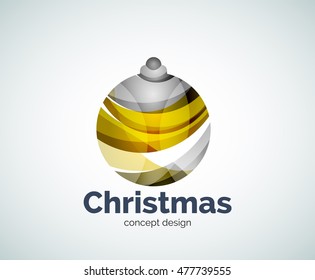 Vector Christmas ball logo template, abstract business icon