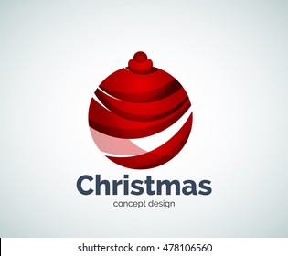 Vector Christmas ball logo template, abstract business icon