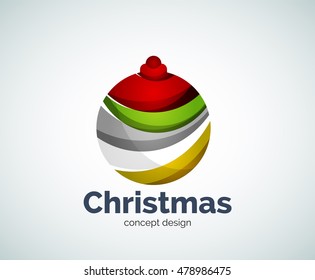 Vector Christmas ball logo template, abstract business icon
