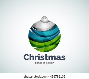 Plantilla de logotipo de bola navideña vectora, icono comercial abstracto