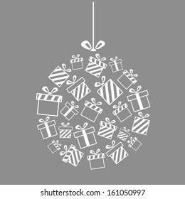 Vector Christmas ball made from gift boxes - Christmas card