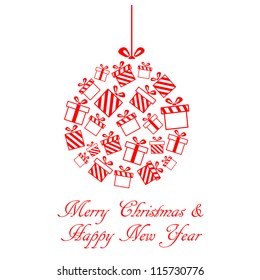 Vector Christmas ball made from snowflakes - Christmas card