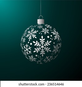 Vector Christmas ball on green background