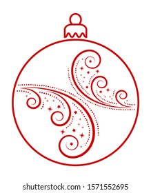 vector christmas ball with ornamental decor isolated on white background