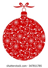 vector christmas ball with ornamental decor isolated on white background