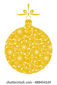 vector christmas ball with ornamental decor isolated on white background