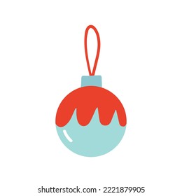 Vector Christmas ball with red and blue colors illustration.