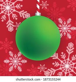 vector de bola de Navidad y copo de nieve en el fondo.