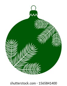 vector christmas ball with spruce twigs decor on white background