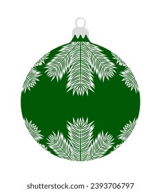 vector christmas ball with spruce twigs decor on white background