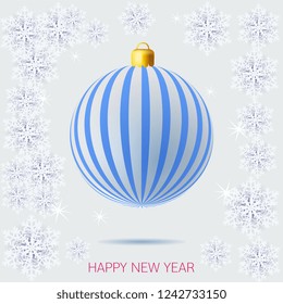 vector Christmas balls 3D greeting card , snowflakes