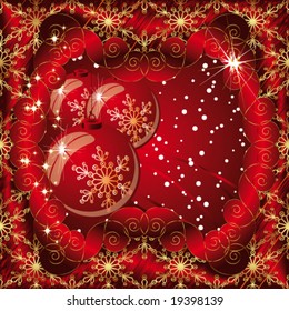 Vector Christmas balls. Background Christmas and New Year. Red and gold. (See raster version  Also In My Portfolio)