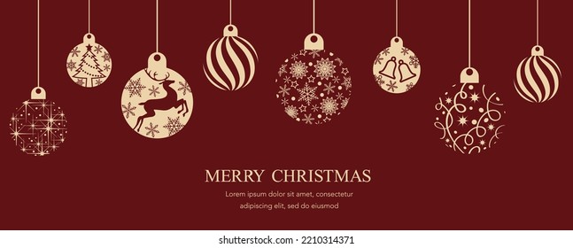 Vector Christmas Balls Flat Background Illustration With Text Space.