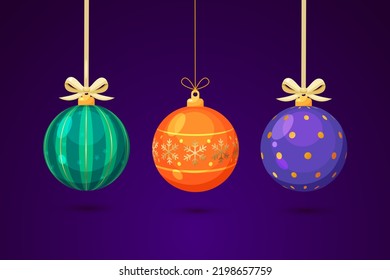 Vector Christmas balls isolated on dark background. Christmas holidays decoration concept