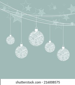 Vector Christmas balls on a blue background