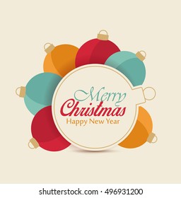 Vector Christmas balls on light background, Merry Christmas card