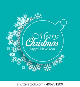 Vector Christmas balls on red background, Merry Christmas card