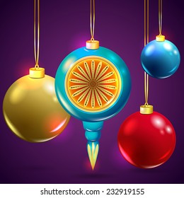 Vector Christmas balls set illustration