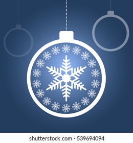 Vector Christmas Balls with snowflakes on blue background