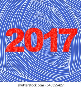 Vector Christmas Banner. 2017 New Year Poster on Blue Line Crystal Winter Background