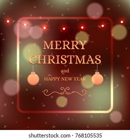 Vector Christmas Banner Background. Festive Vector Illustration in Red and Orange Colors. Vector Illustration.
