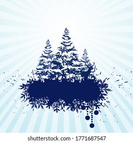 Cartel de navidad vectorial con ciervo y árbol.