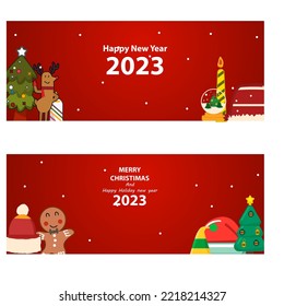 vector Christmas banner pack collection with illustration element for natal christimas day and happy new year greeting welcome holiday