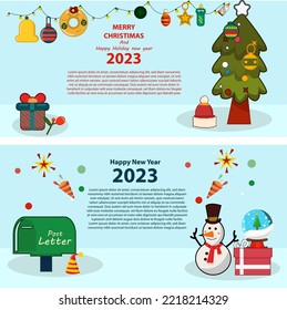 vector Christmas banner pack collection with illustration element for natal christimas day and happy new year greeting welcome holiday