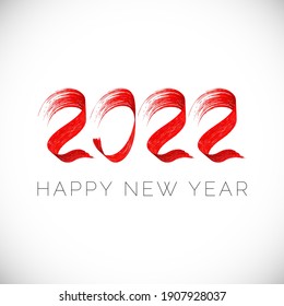 Vector Christmas Banner with Realistic Red Paint Lettering 2022 and Black Text Happy New Year Isolated on White Background. Poster Design with Brush Strokes.