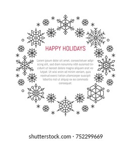 Vector Christmas banner with snowflakes isolated on white background