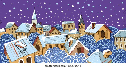 Vector christmas banners. City winter vector