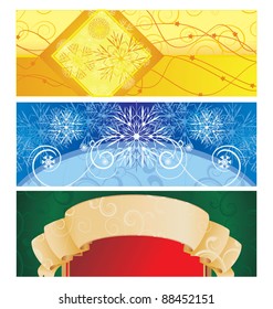 vector christmas banners different colors and frames vintage illustration