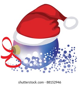 Vector Christmas bauble in hat Santa Claus