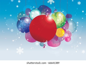 Vector Christmas baubles bubbles and snowflakes