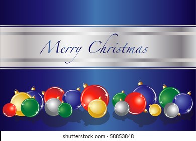 Eine Vektorgrafik von Weihnachten baut auf blauem Hintergrund mit Platz für Text. EPS10 vollbearbeitbares Vektorformat.