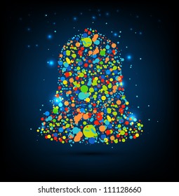 Vector Christmas bell with dots and stars.