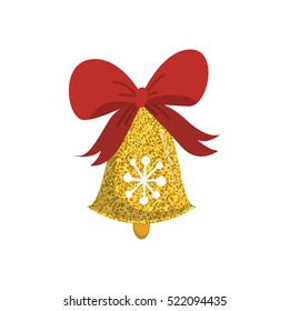 Vector Christmas bell in flat style. Holiday background