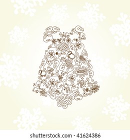 Vector Christmas bell - hand drawing